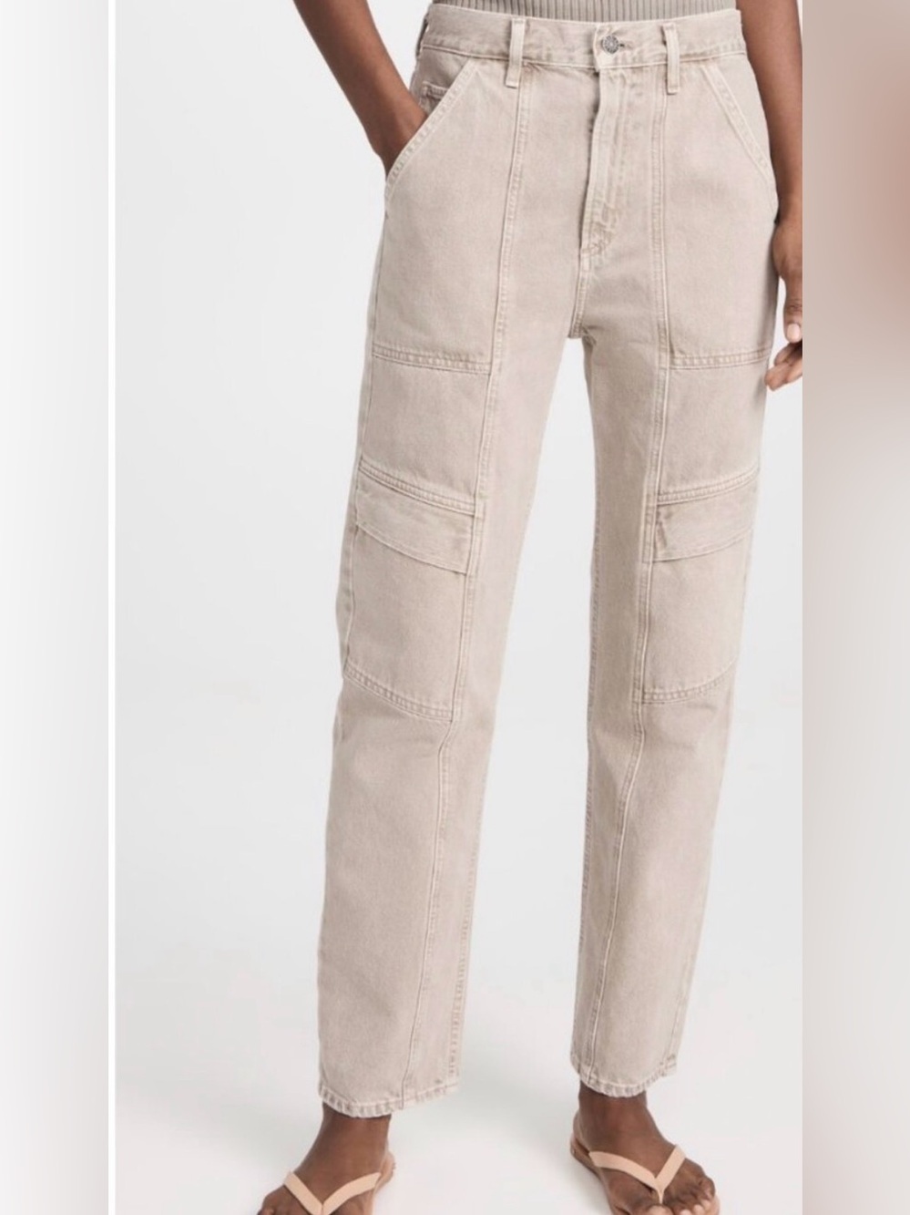 Agolde Straight-Leg Utility Jeans in Light Beige